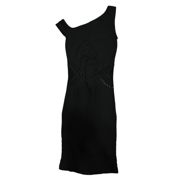 bebe Black Asymmetrical Sleeve Bodycon Dress - Picture 2 of 7